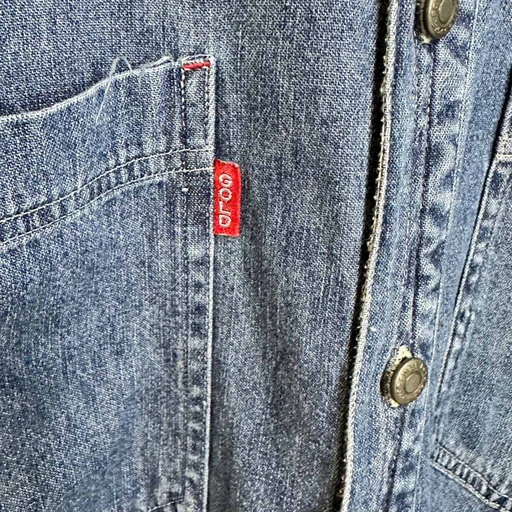 Bugle Boy Gold Crest Millennium Series Denim Shirt Mens Medium Blue Long Sleeve - Picture 3 of 8